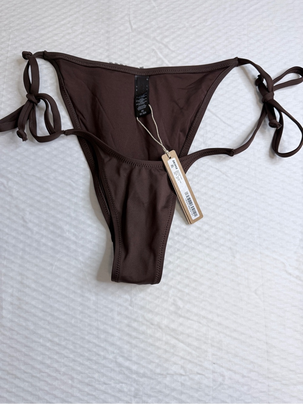 NWT SKIMS Dippy Tie Tie-Side Bikini Bottom Cocoa Chocolate Brown